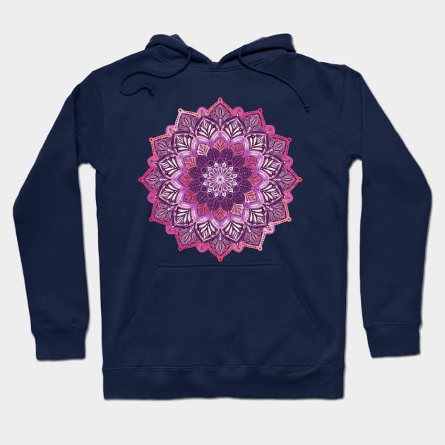 Boho Mandala in Deep Purple and Pink Hoodie by micklyn